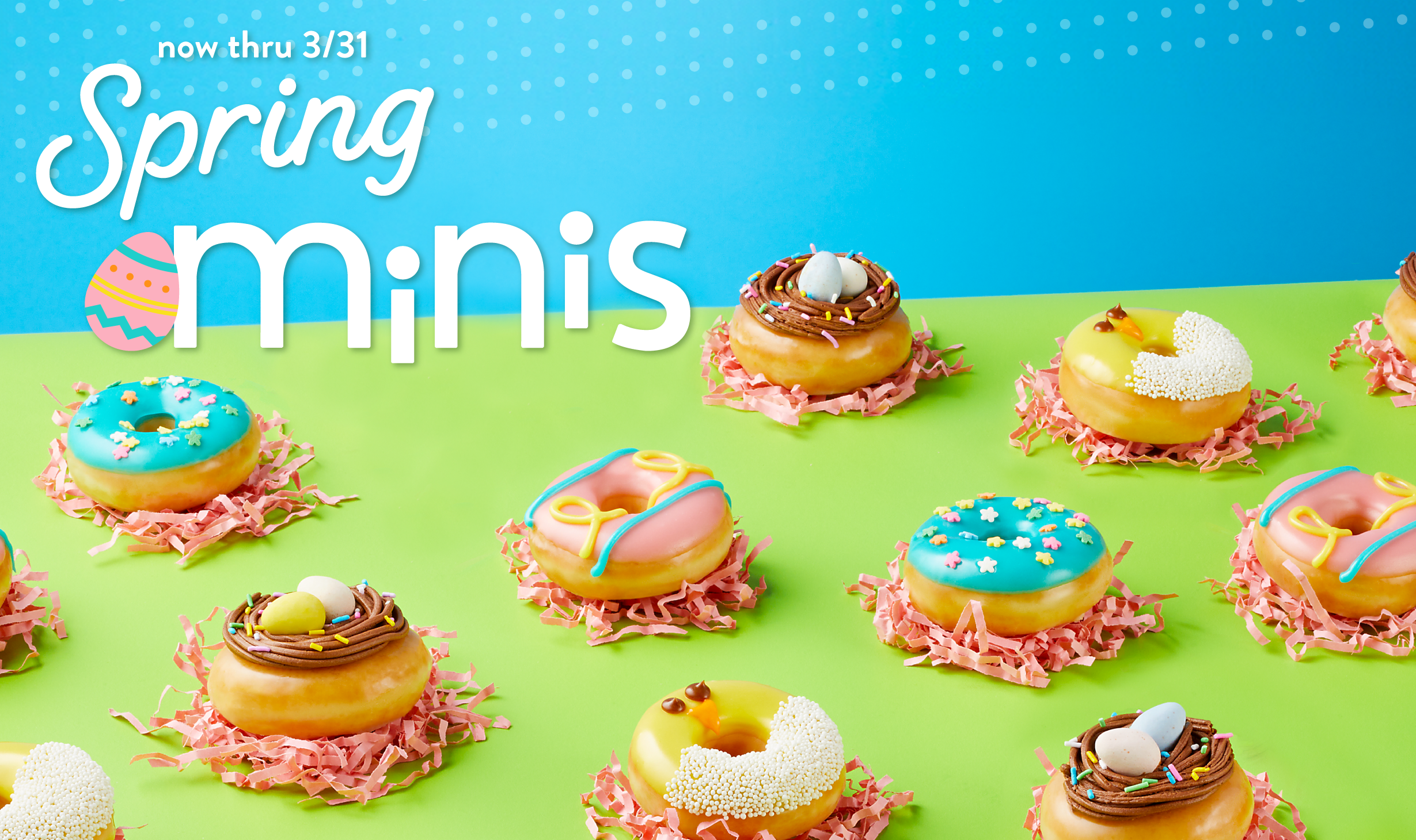 spring minis banner image - sea of cute baby animal decorated doughnuts